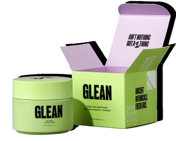 Glean product boxes and jars